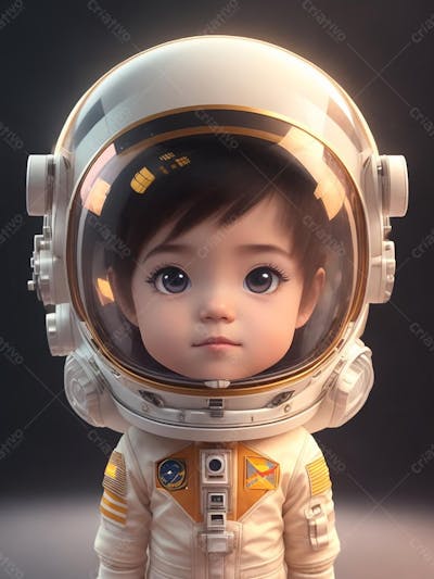 Uma menina astronauta, criança feliz, dia das crianças