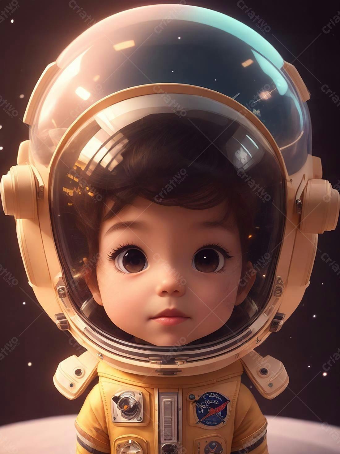Criança astronauta em traje espacial