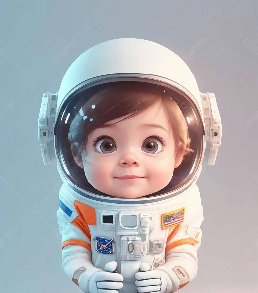 Bebê Astronauta fofa em traje espacial