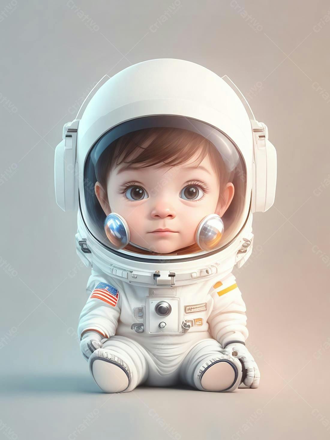 Bebê astronauta em traje espacial