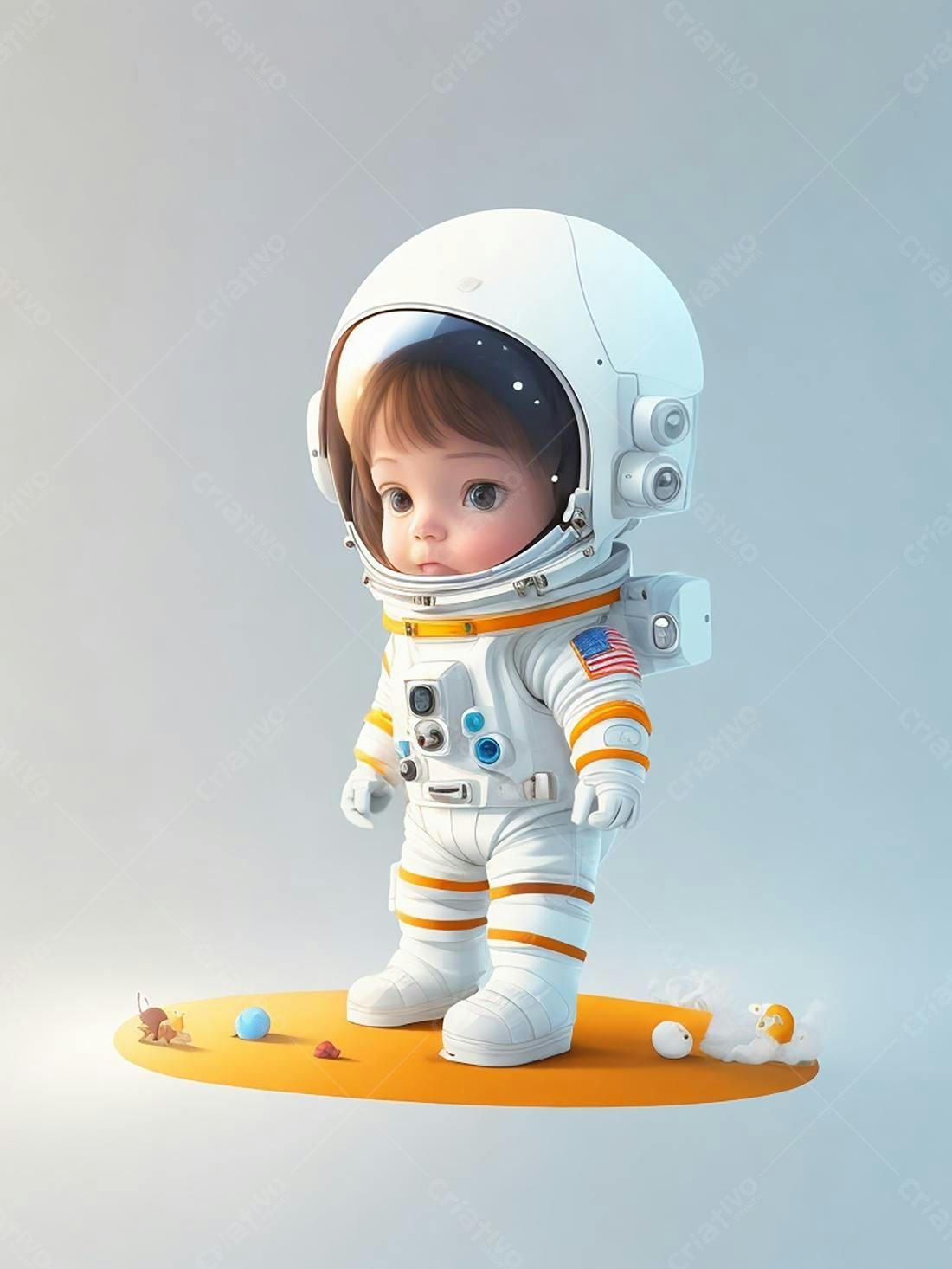 Bebê Astronauta em traje espacial branco