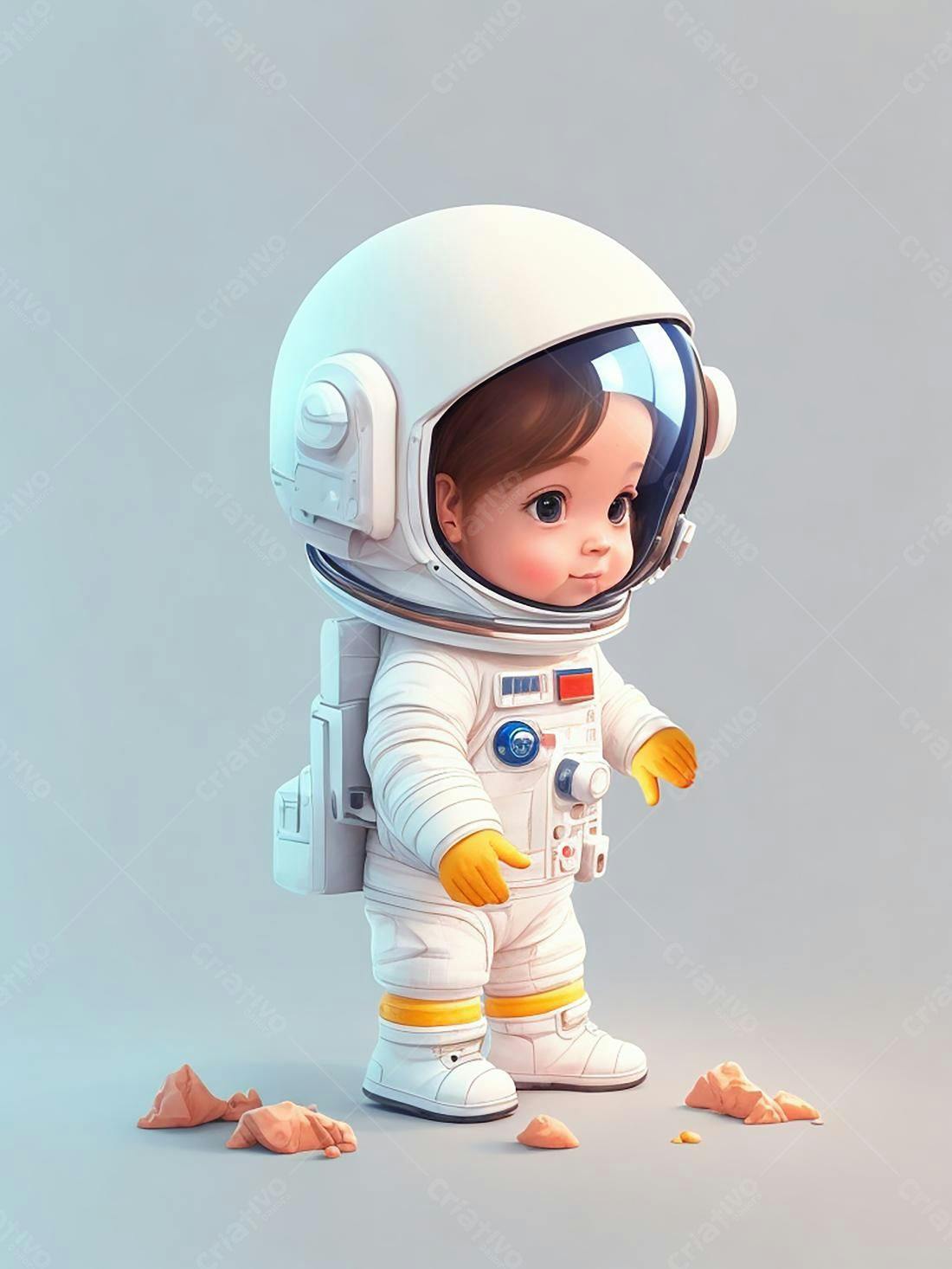 Bebê Astronauta em traje espacial branco