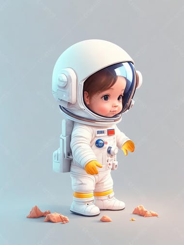 Uma menina astronauta, criança feliz, dia das crianças