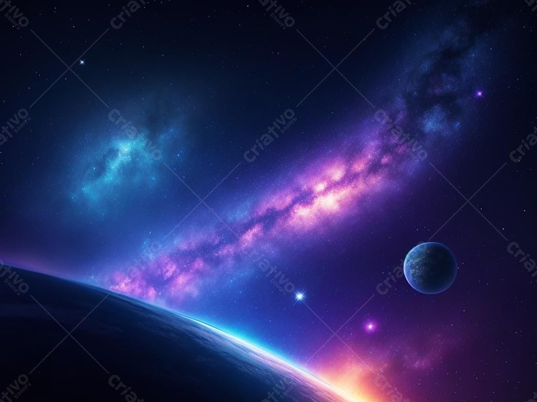 Planeta Terra e Via Láctea noturna