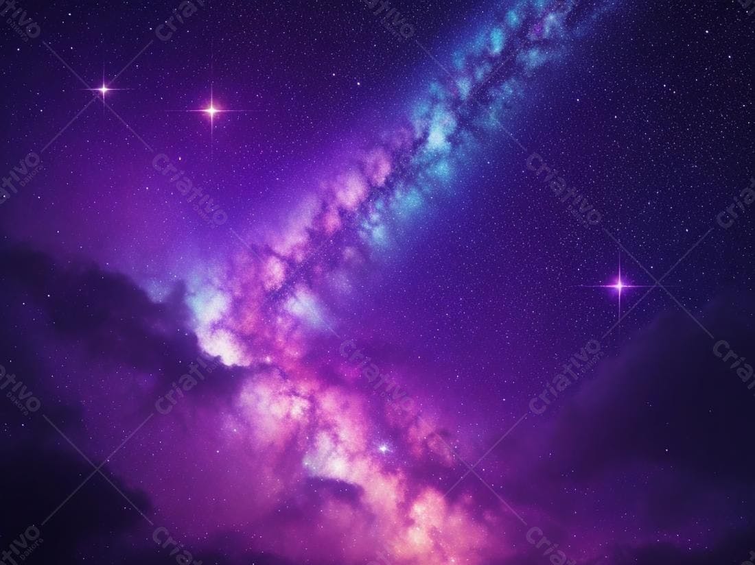 Via Láctea Noturna Violeta e Rosa