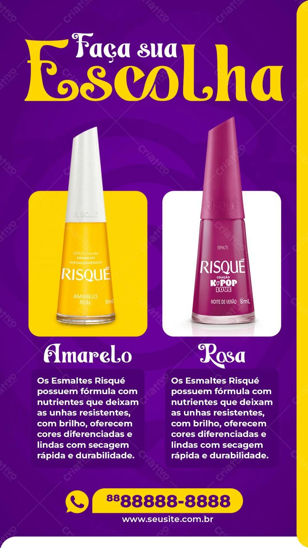 Stories Escolha Sua Cor Esmalte Risqué Manicure Social Media Psd Editável