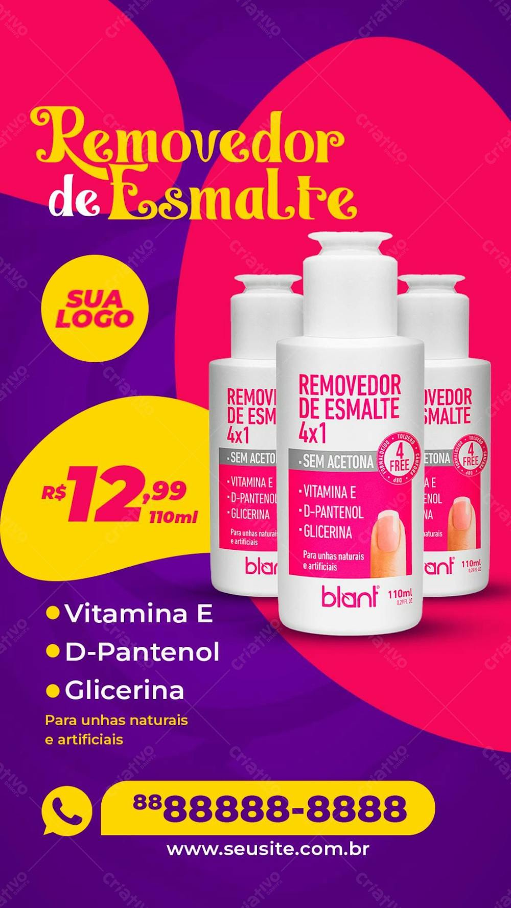 Stories Promoção Removedor De Esmalte  Manicure Social Media Psd Editável