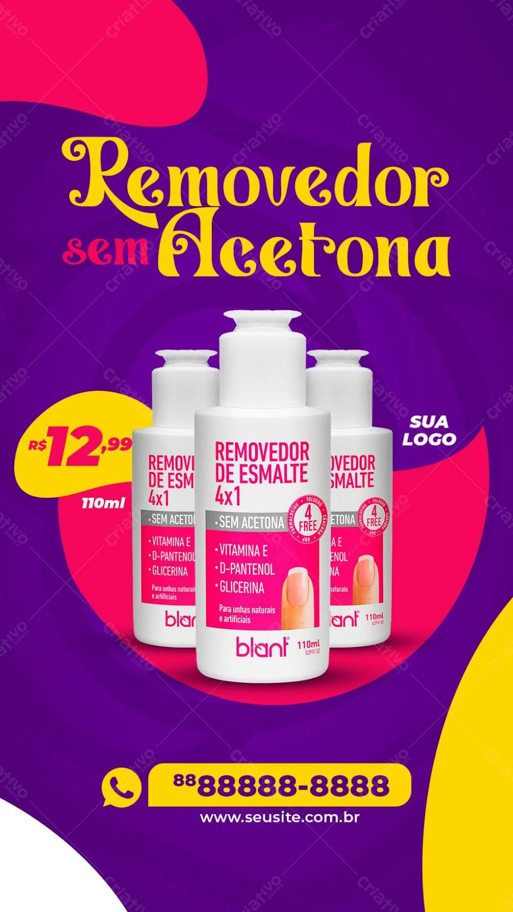 Stories Removedor De Esmalte Sem Acetona Manicure Social Media Psd Editável