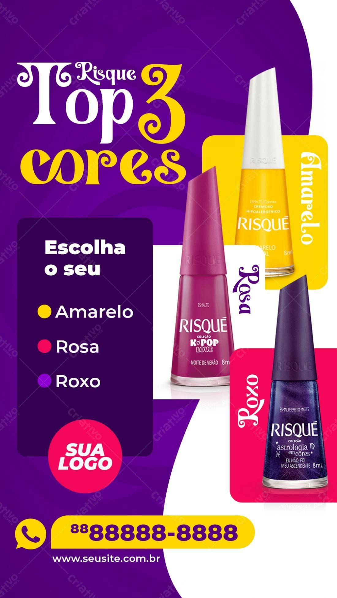 Flyer Top 3 Cores Risqué PSD Editável
