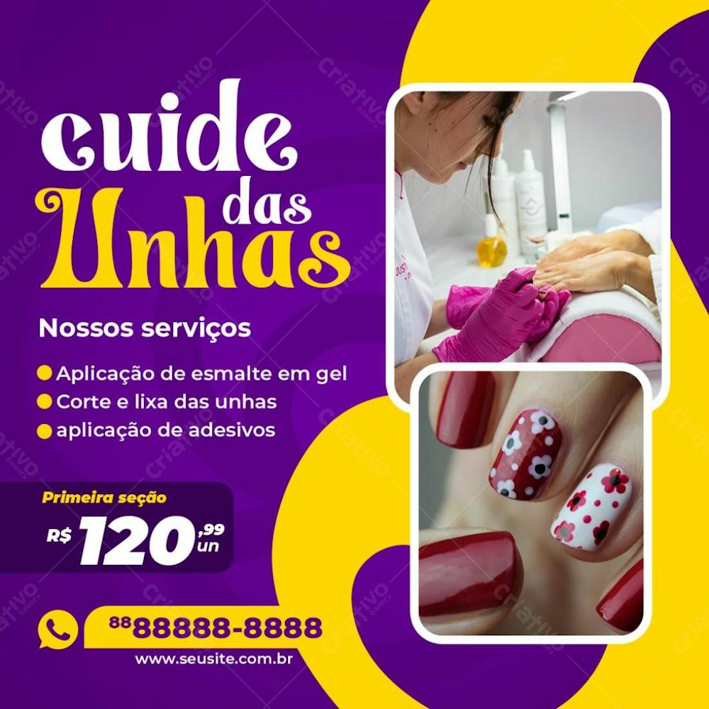 Cuide Das Unhas Manicure Social Media Psd Editável