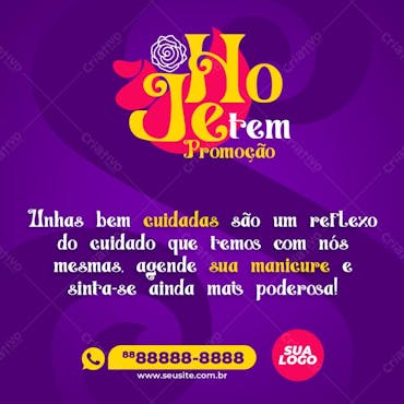 Frase Agende Um Serviço De Manicure Social Media Psd Editável