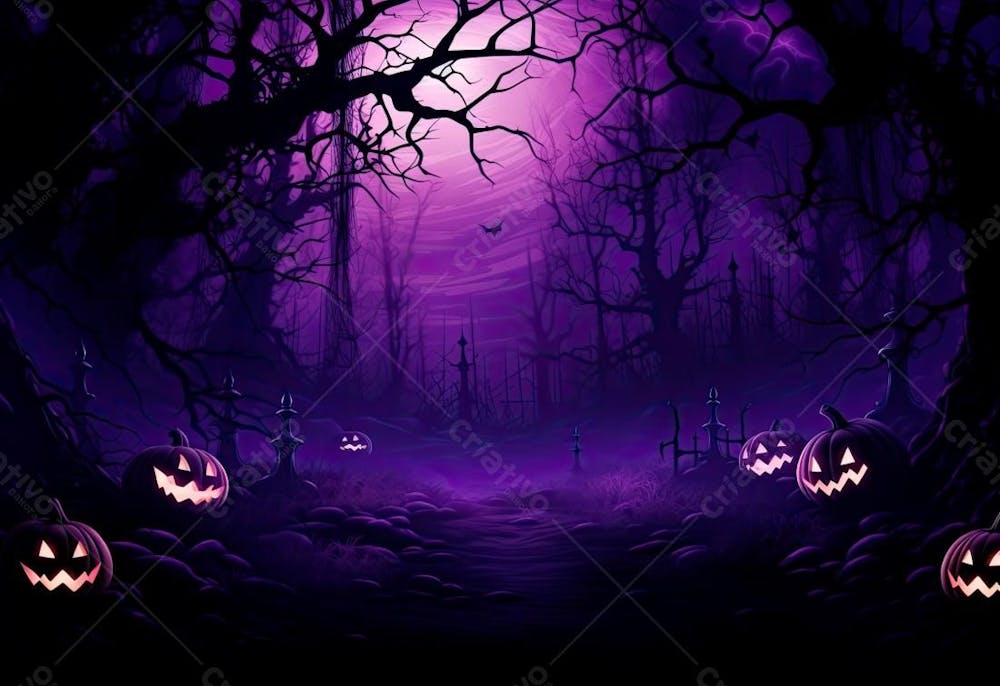 Plano De Fundo De Floresta Sombria De Halloween Roxa