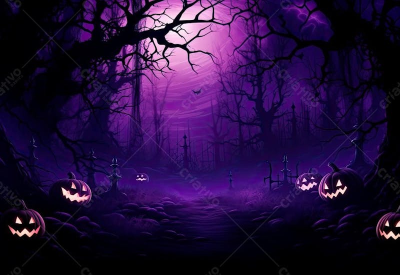 Plano de fundo de floresta sombria de halloween roxa