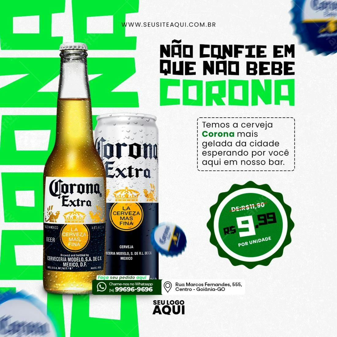 Flyer Cerveja Corona PSD Editável