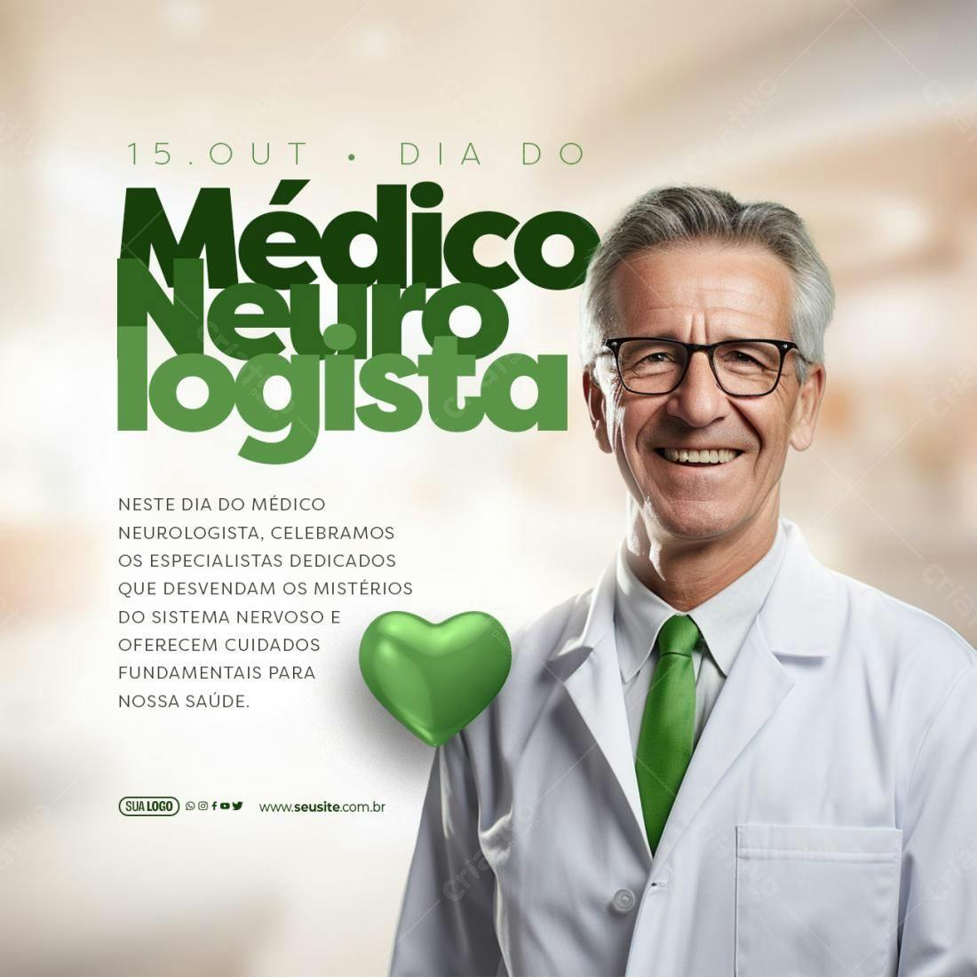 Post para o Dia do Médico Neurologista PSD Editável