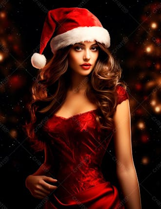 Mulher bonita e elegante em um fundo de natal