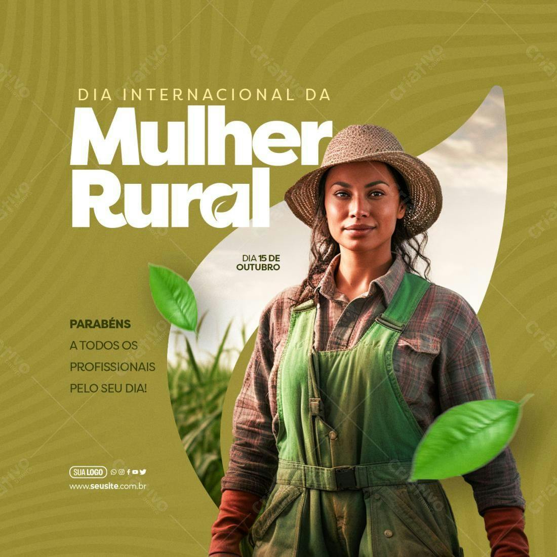 Flyer Dia Internacional da Mulher Rural PSD Editável