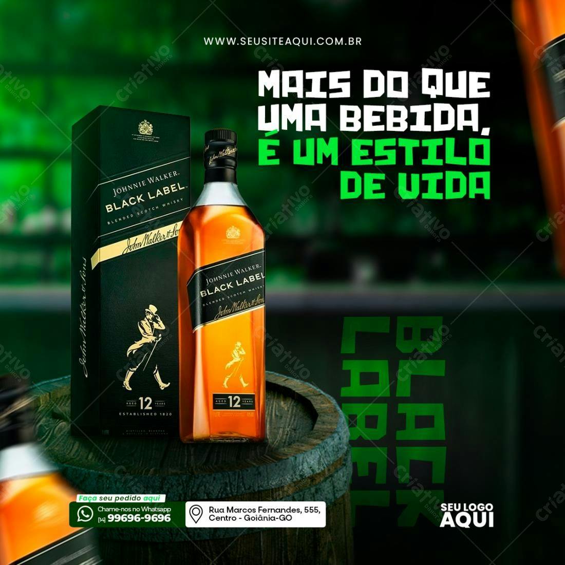 Flyer Publicitário Johnnie Walker Black Label PSD Editável