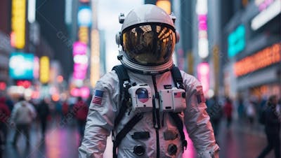 Astronauta Andando Na Times Square