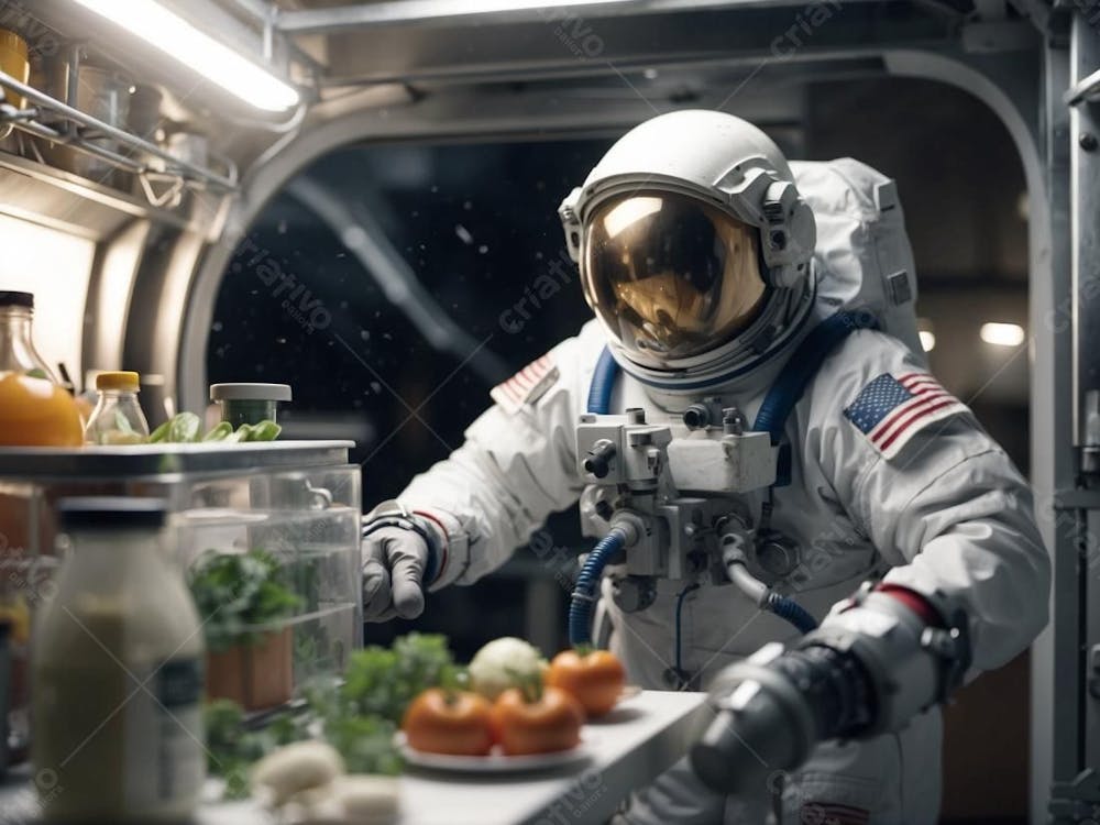 Astronauta Estudando Alimentos No Espaço