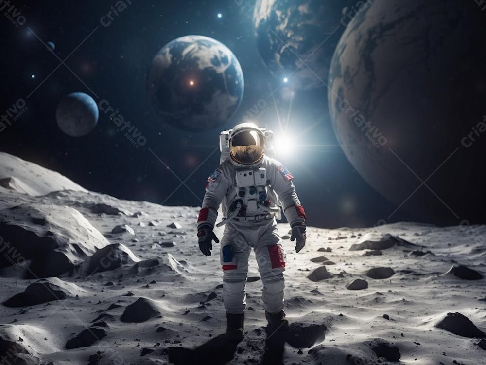 Astronauta Tirando Foto Na Lua