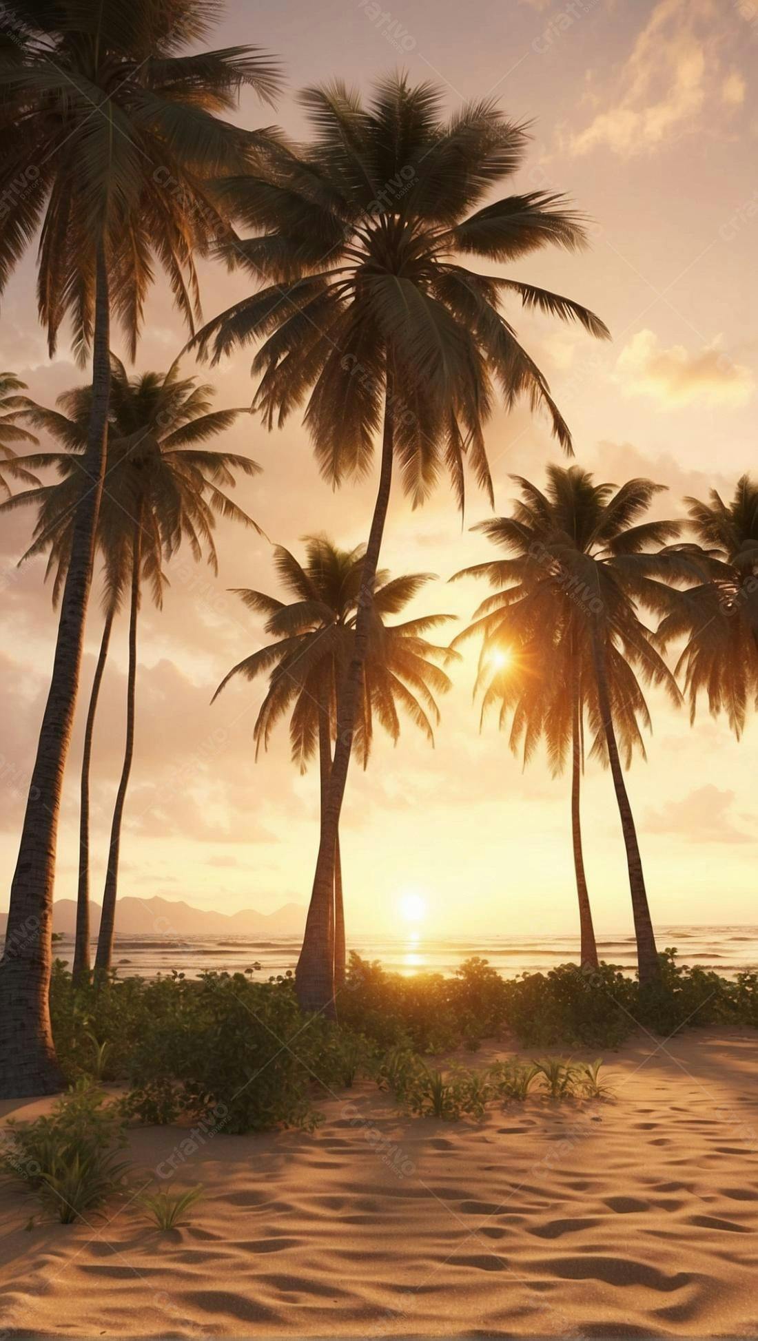 Palmeiras ao pôr do sol tropical
