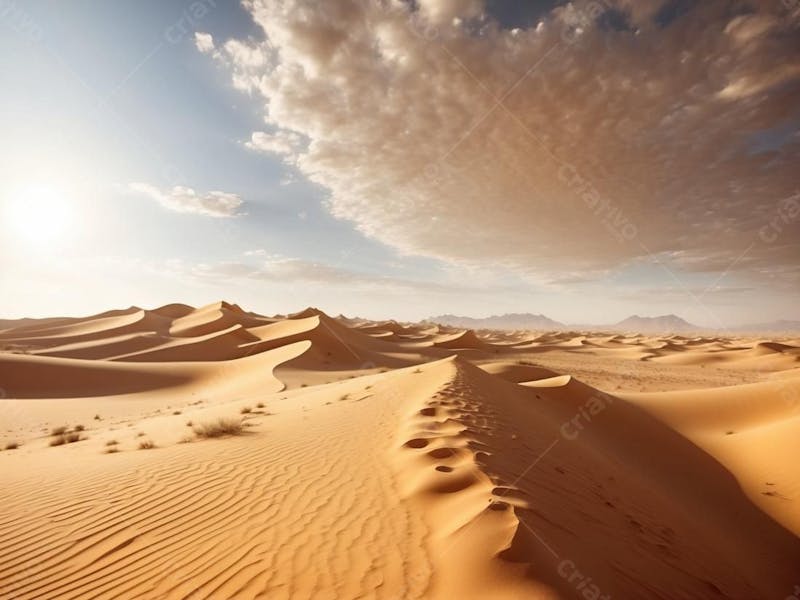 Deserto dunas e nuvens no ceu