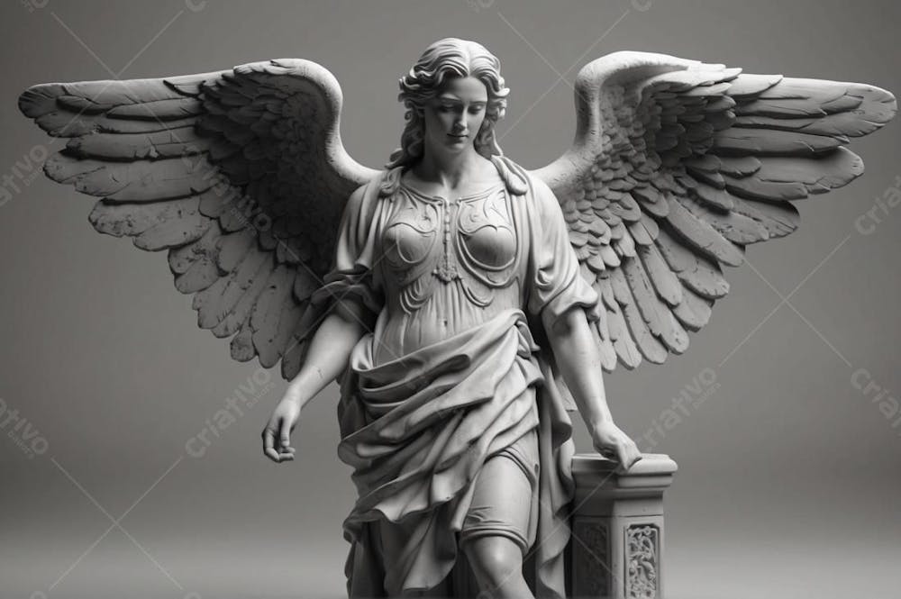 Estátua Angelical De Uma Mulher Romana