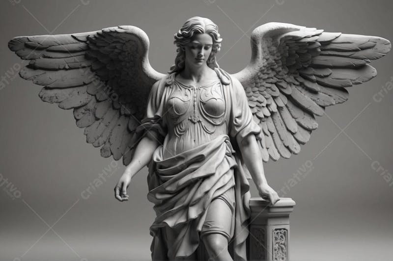Estátua angelical de uma mulher romana