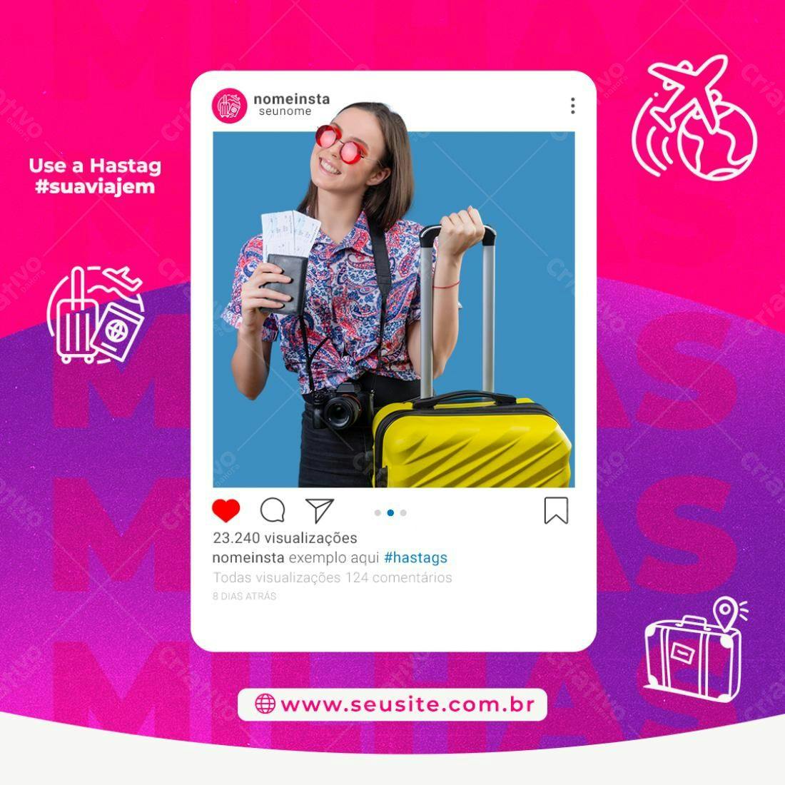 Post para Instagram Viagem PSD Editável