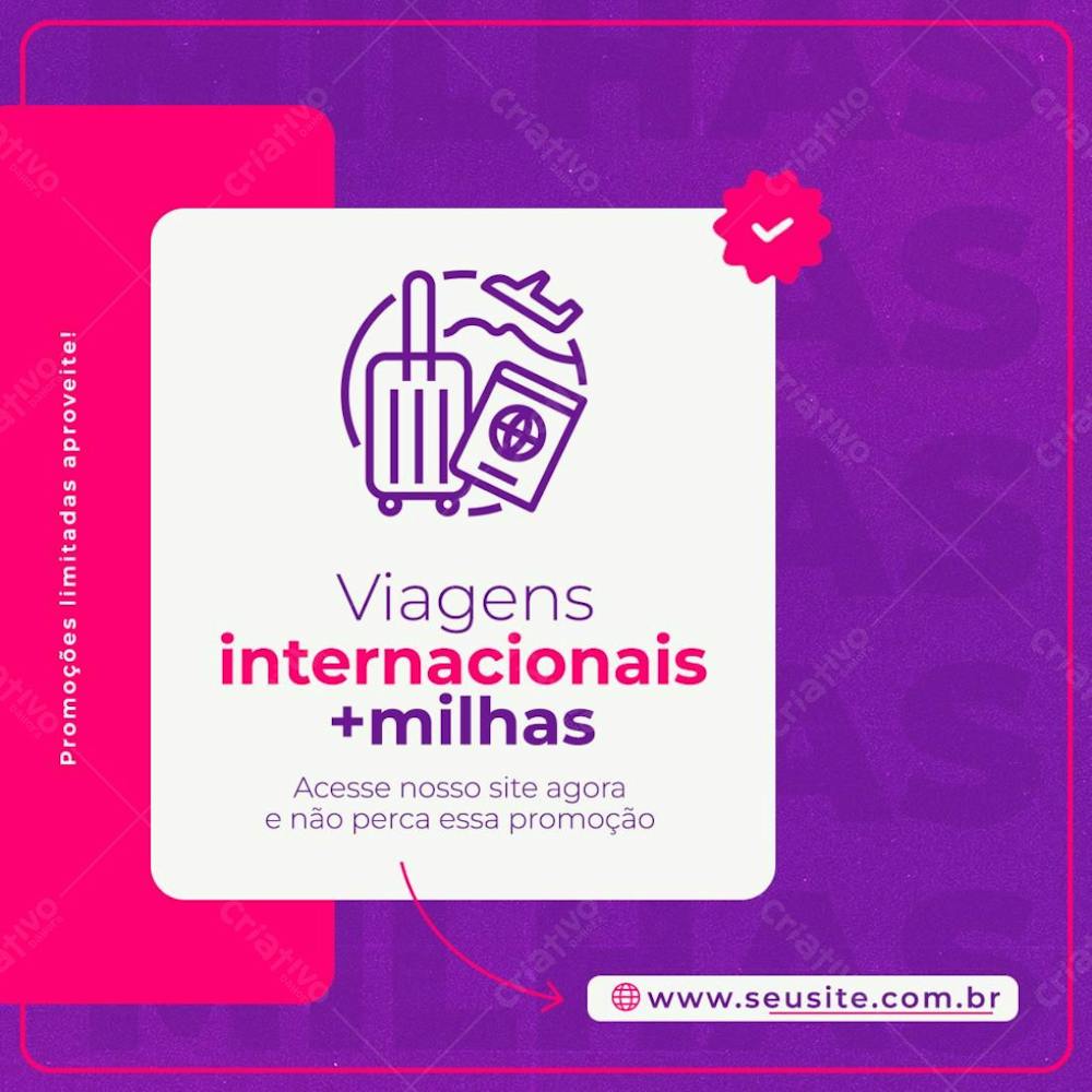 Viagens Internacionais Linha Aérea Social Media Psd Editável