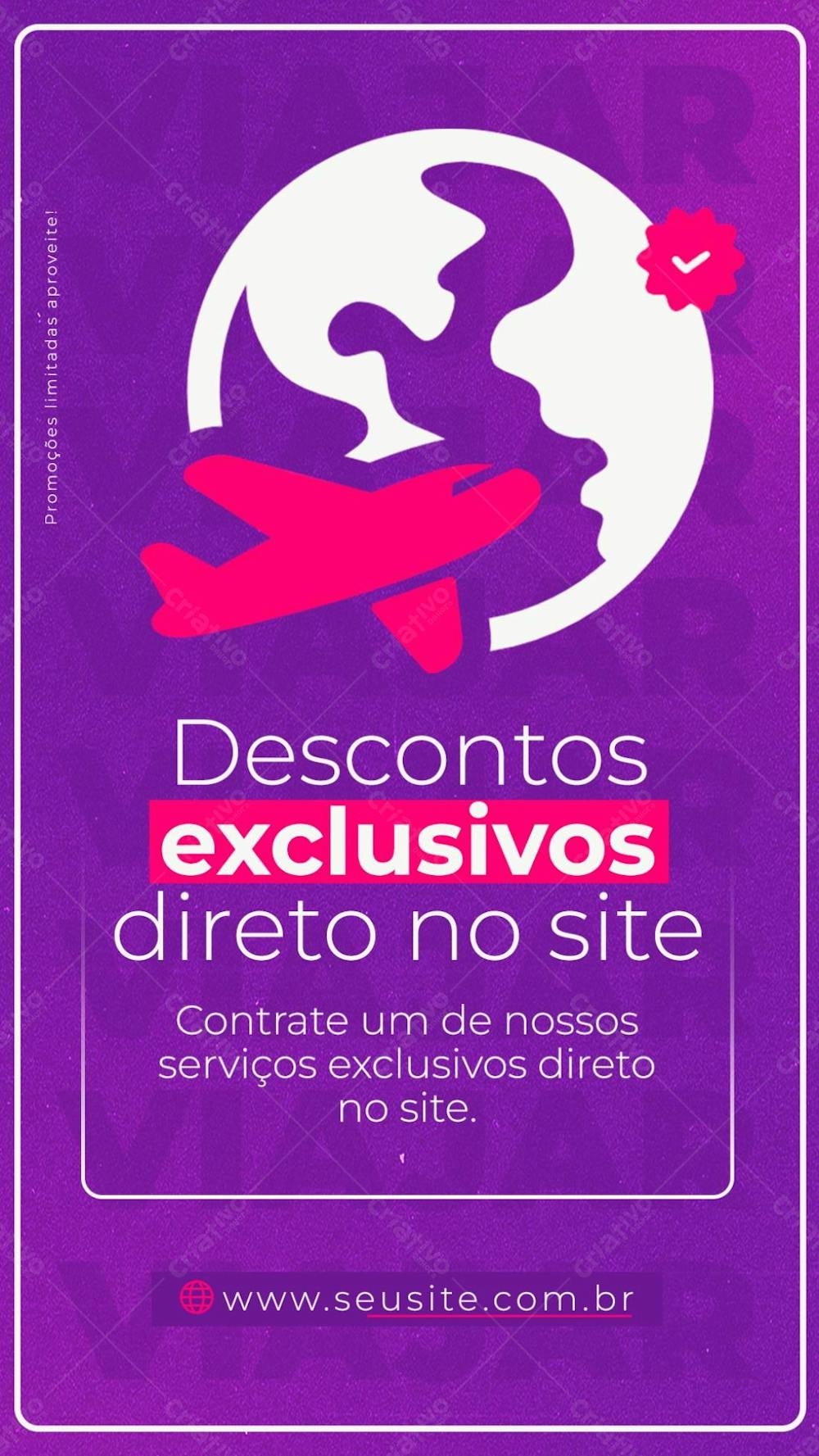 Stories Descontos Exclusivos Direto No Site Linha Aérea Social Media Psd Editável