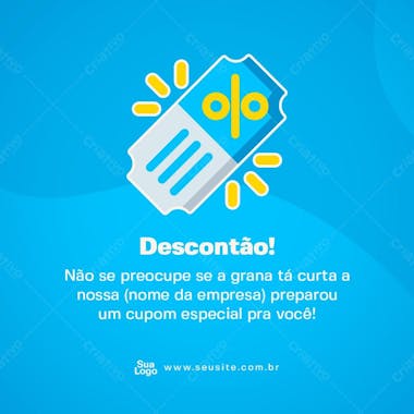 Informativo social media cupom desconto psd editável