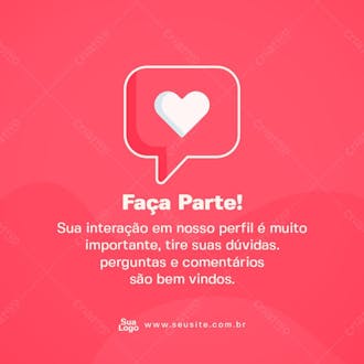 Informativo social media participação instagram psd editável