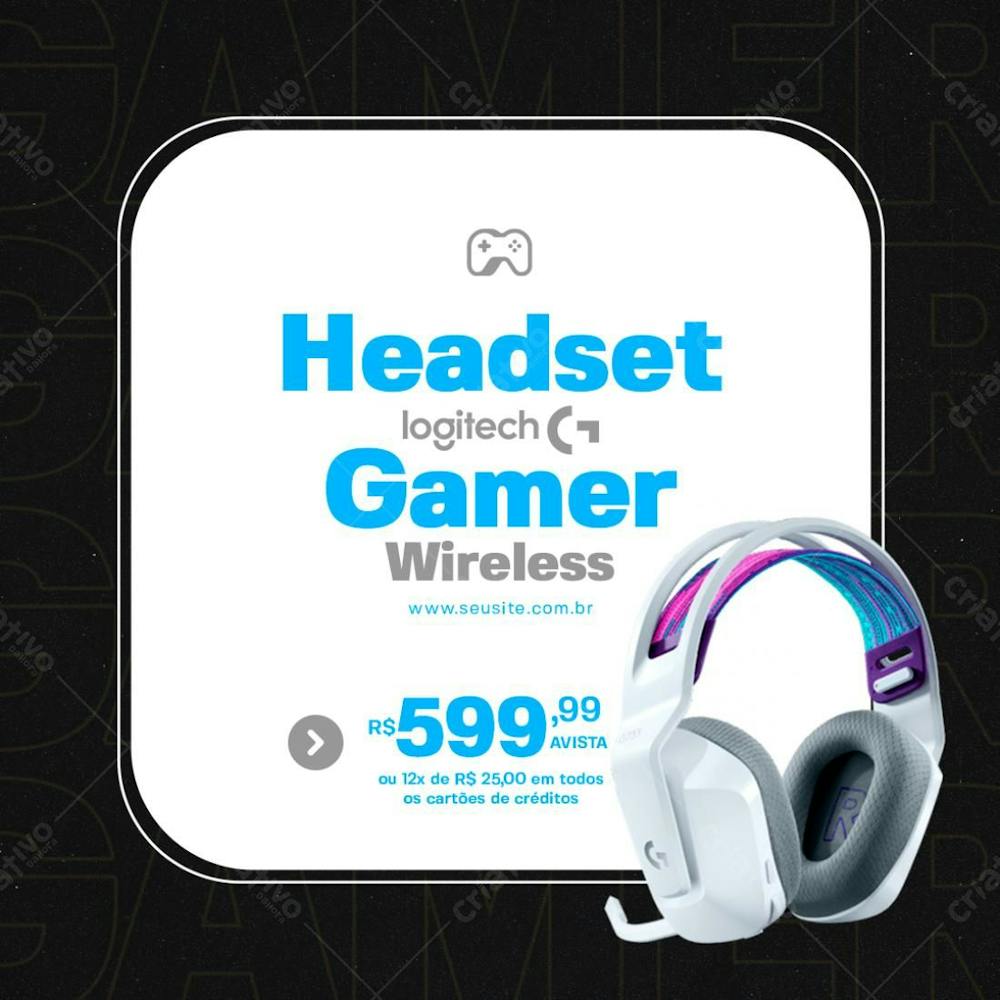 Headset Logitech Informática Social Media Psd Editável