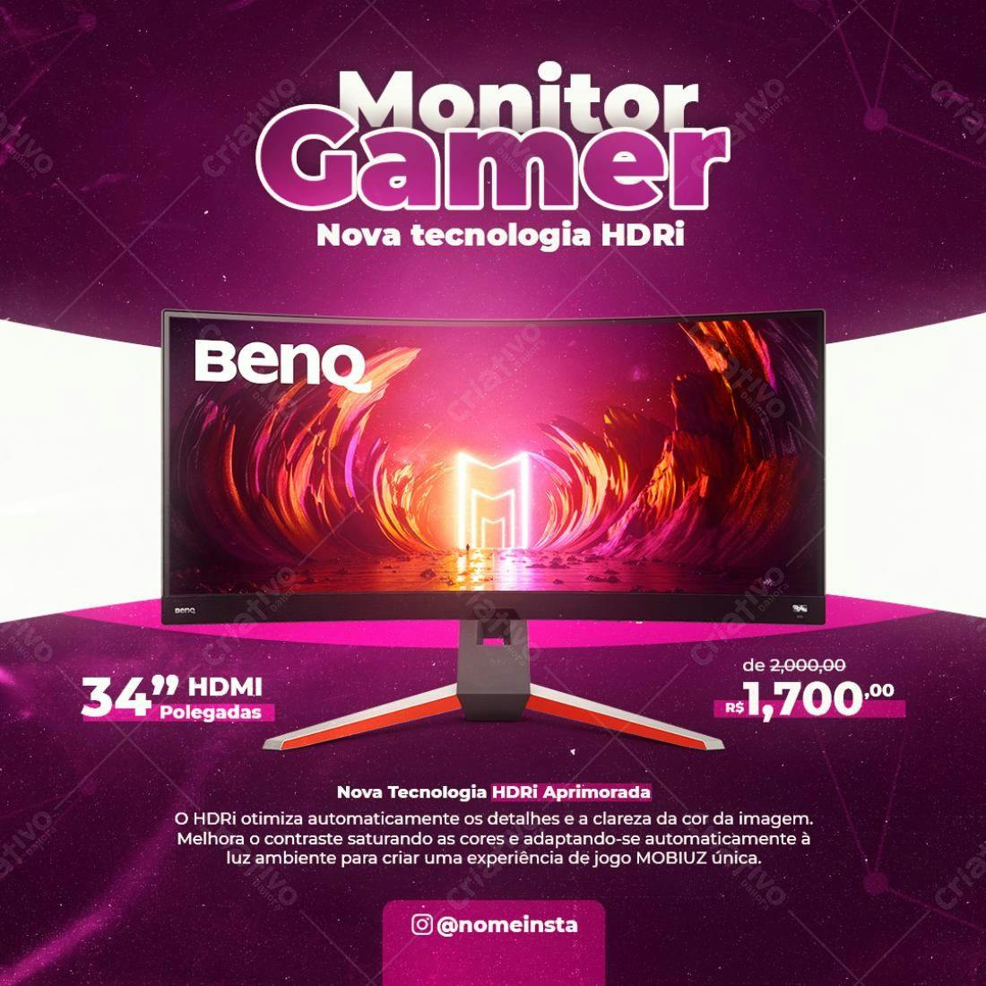 Banner Monitor Gamer BenQ PSD Editável