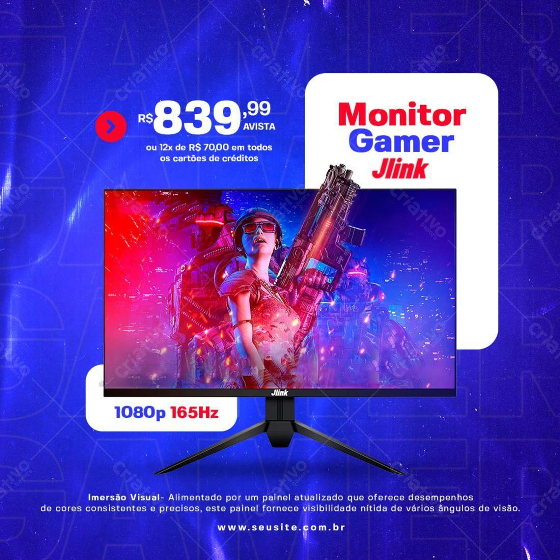 Anúncio Monitor Gamer Jlink PSD Editável