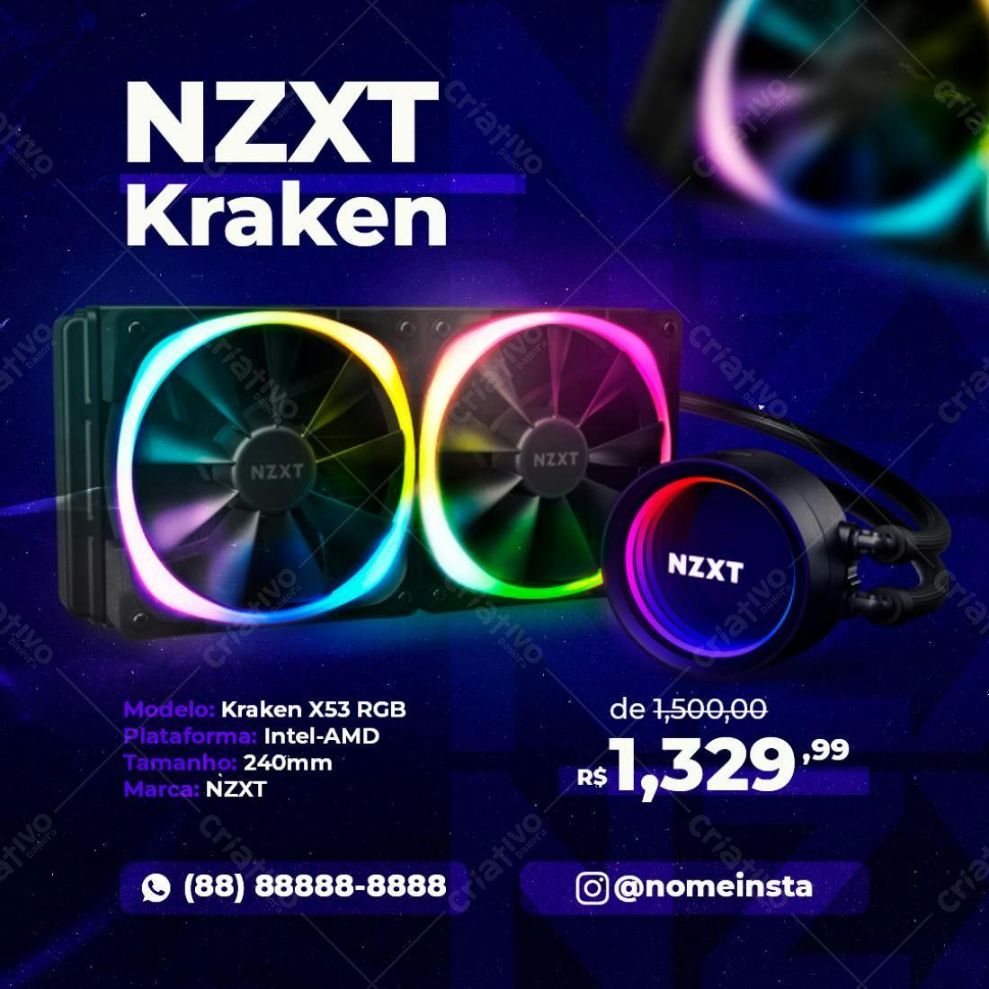 Banner NZXT Kraken X53 RGB PSD Editável