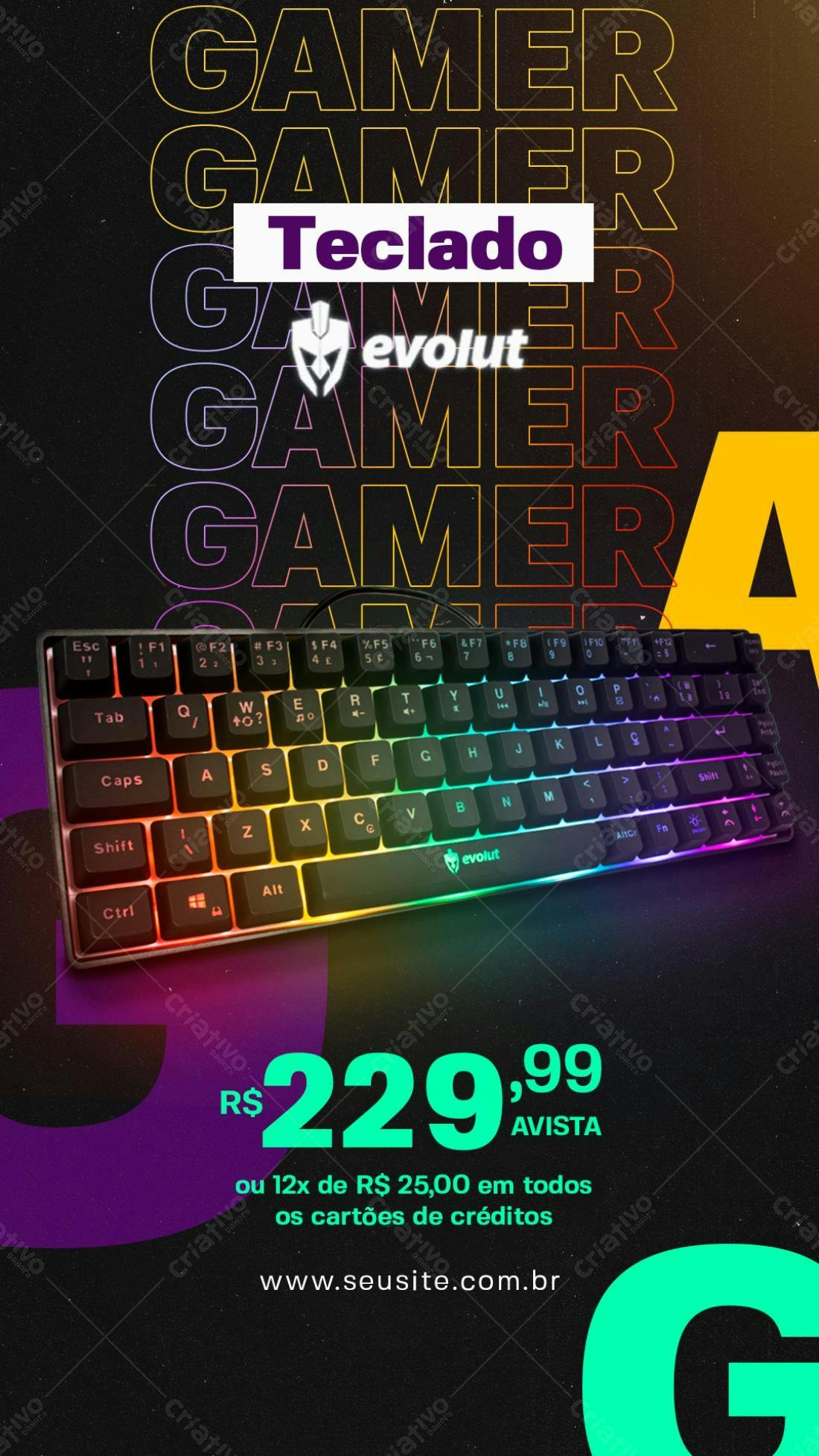 Flyer Teclado Gamer RGB PSD Editável