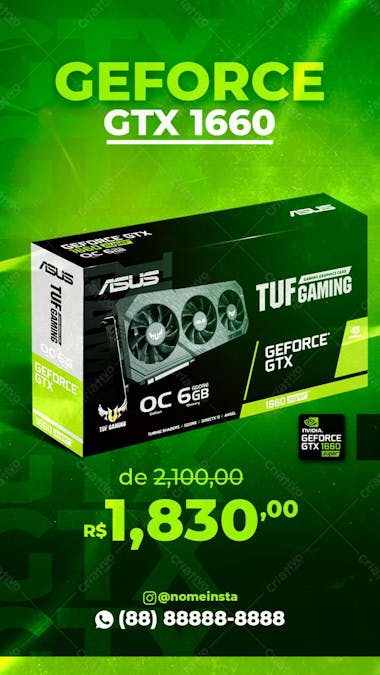 Stories placa de vídeo geforce gtx 1660 super informática social media psd editável