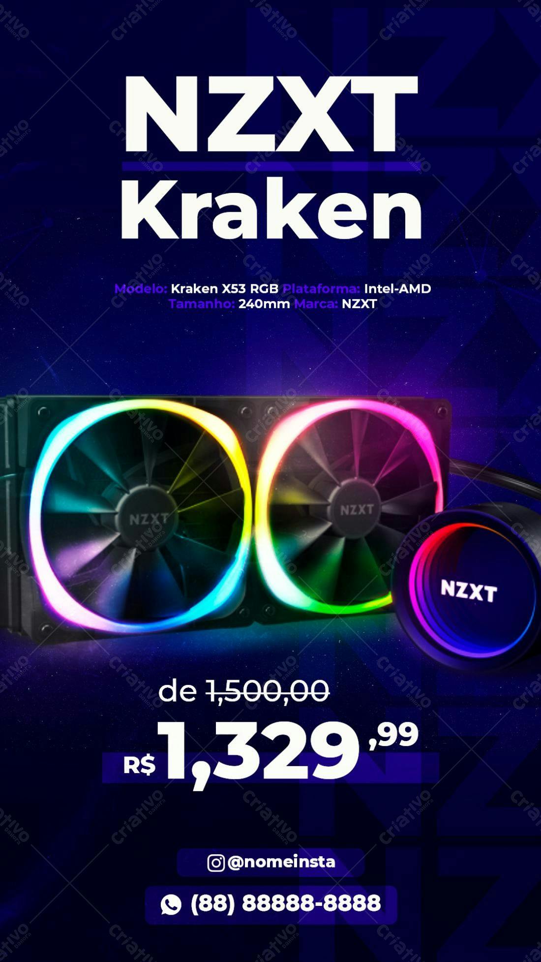 Flyer promocional NZXT Kraken X53 RGB PSD Editável