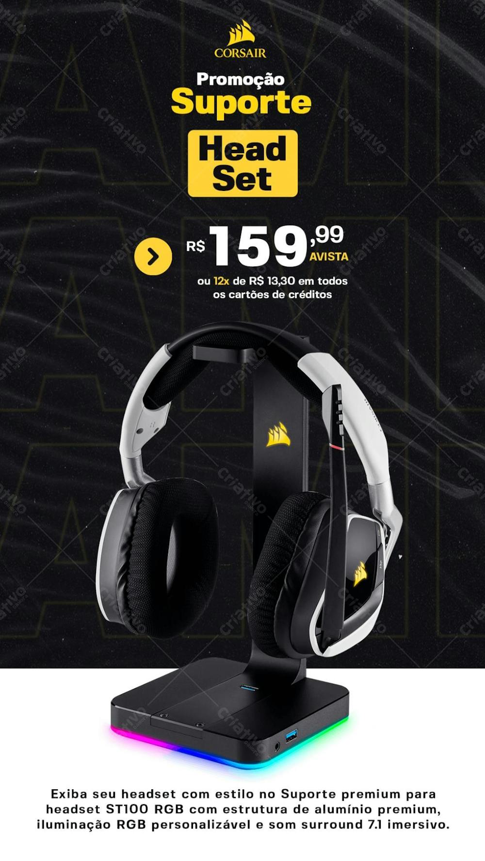 Suporte Para Headset Gamer Corsair Informática Social Media Psd Editável