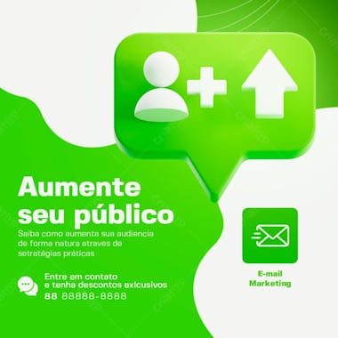 Aumente seu público social media marketing digital psd editável