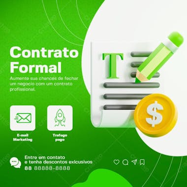 Contrato formal para social media marketing digital psd editável