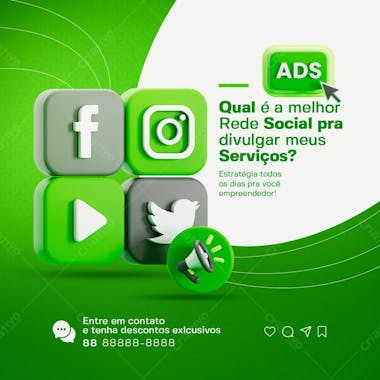 Qual a melhor rede social marketing digital psd editável