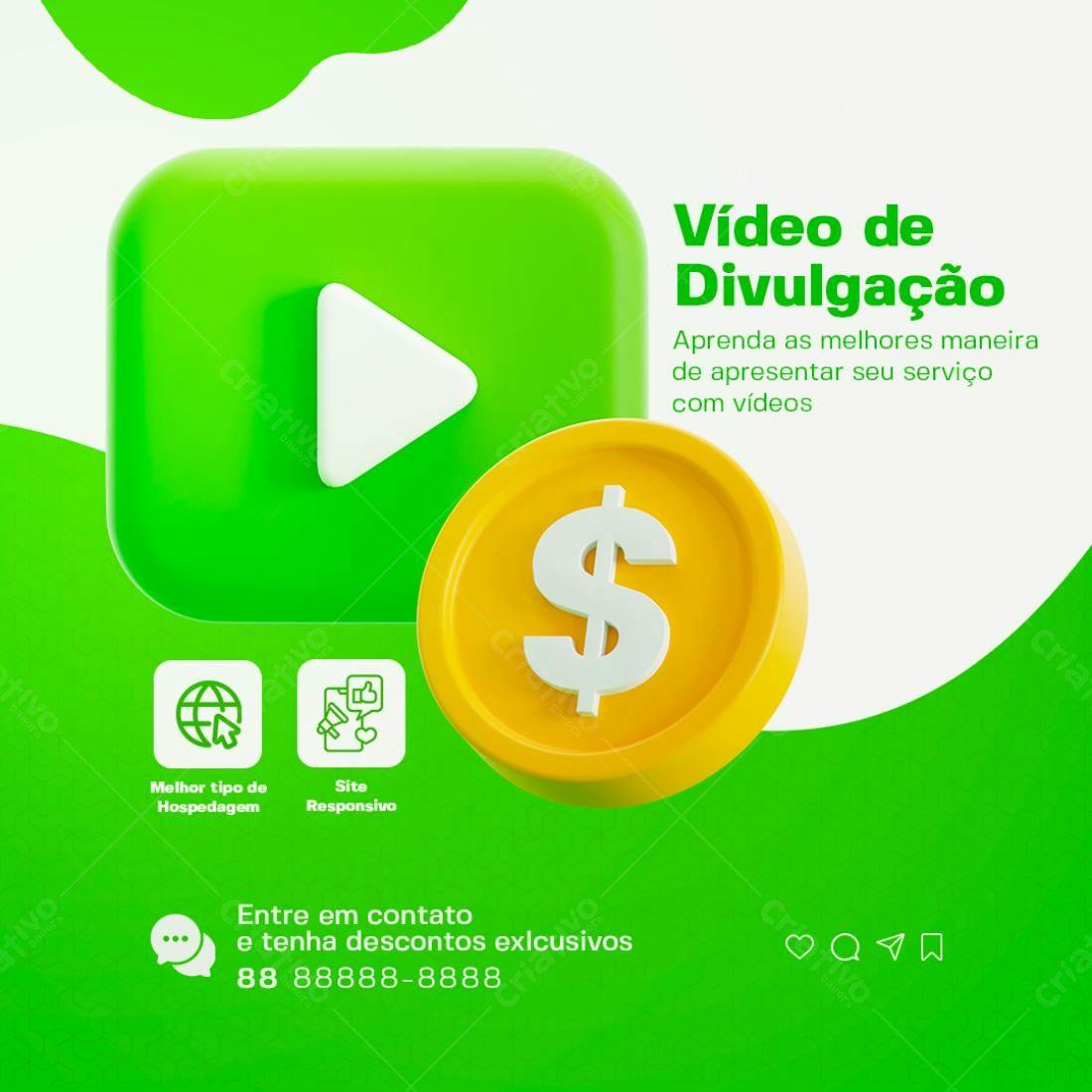 Post para Redes Sociais - Vídeo de Divulgação PSD Editável
