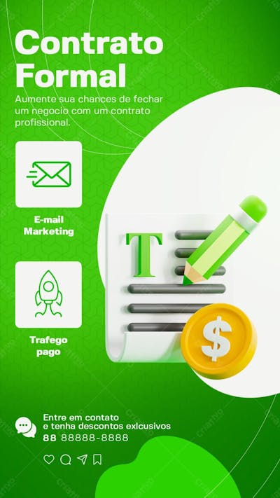 Stories Contrato Formal Para Social Media Marketing Digital Psd Editável