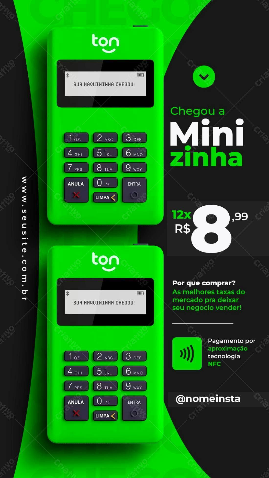 Flyer Anúncio Maquininha de Cartão Verde PSD Editável