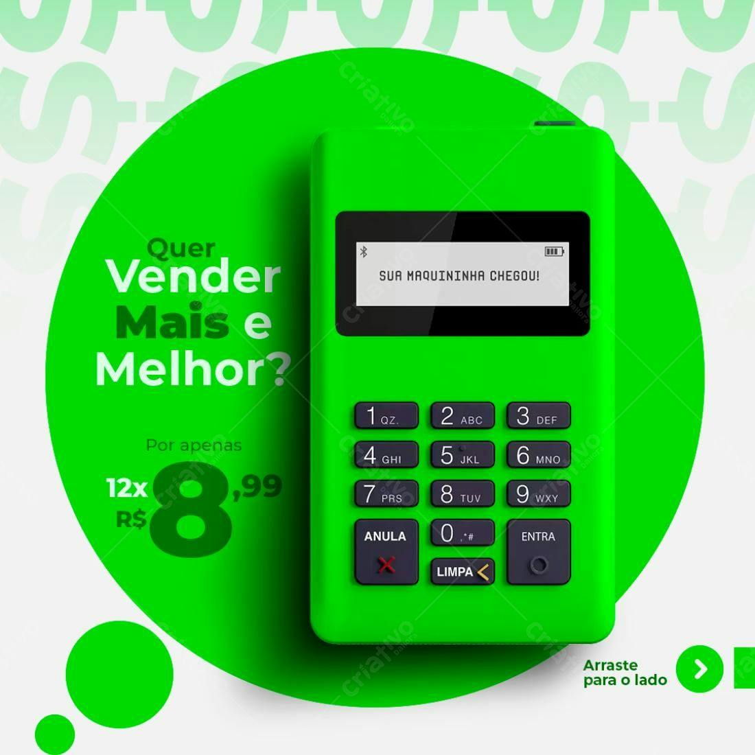 Mockup Maquininha de Cartão Verde PSD Editável