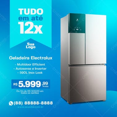 Geladeira eletrolux loja de eletrodomésticos psd editável